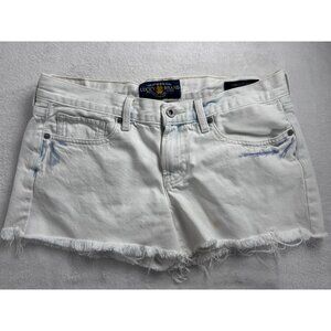 Lucky Brand Womens White Denim Frayed Hem Cut Off Jean Shorts Size 6 / 28 Casual